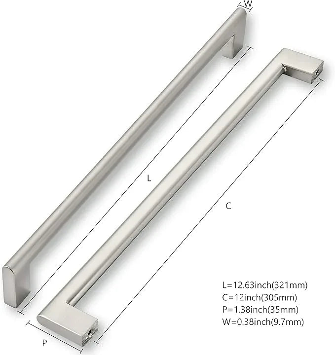 khtumeware 12 Inch Hole Center 6 Pack,Brushed Nickel Cabinet Pulls Heavy Duty Solid Satin Nickel Kitchen Drawer Handle Antique Cabinet Hardware for Bathroom, Drawer, Cabinet - ModernBath