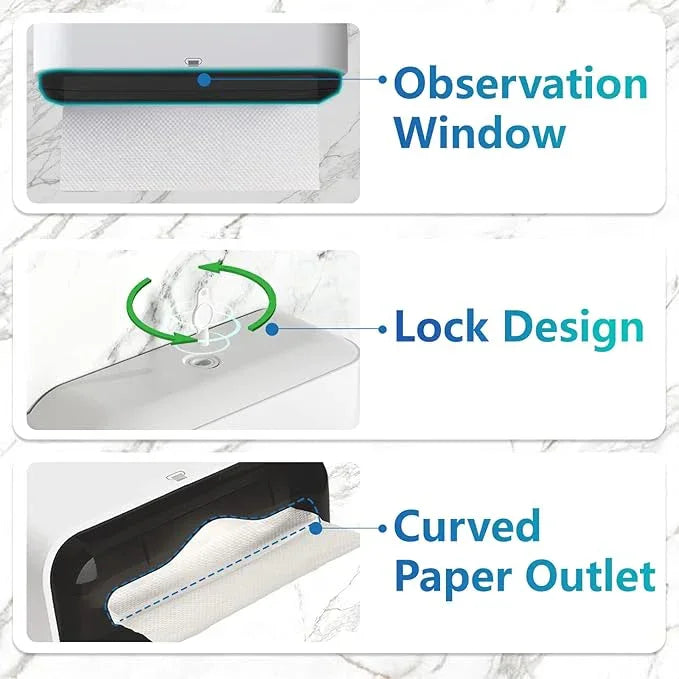 Paper Towel Dispenser, Paper Towel Holder Wall Mount, Bathroom Hand Paper Towels Dispensers, No-Hole Installation Multifold/Trifold/C Fold Paper Towel Dispenser - ModernBath