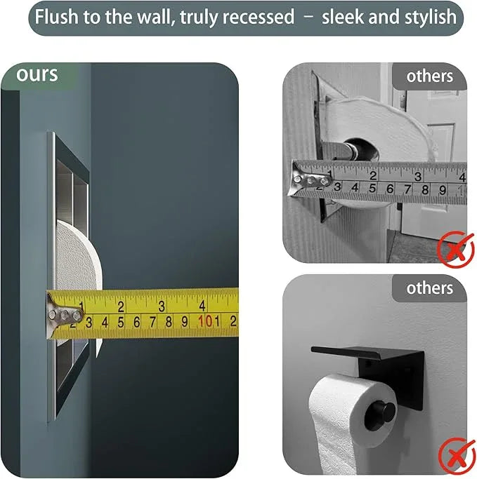 Neodrain Gold Recessed Toilet Paper Holder, 304 Stainless Steel Built-in Tissue Paper Roll Holder, Roll Paper Holder for Bathroom Wall - ModernBath