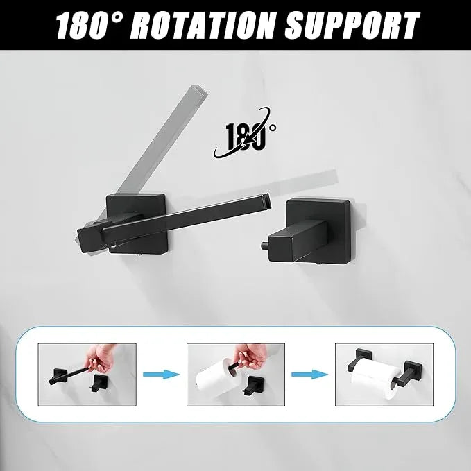 BigBig Home Black Toilet Paper Holder Towel Ring, Matte Black Toilet Roll Holder Hand Towel Holder, Modern Towel Holder for Bathroom Wall Mounted Double Post Toilet Tissue Holder 2 Pieces Set - ModernBath
