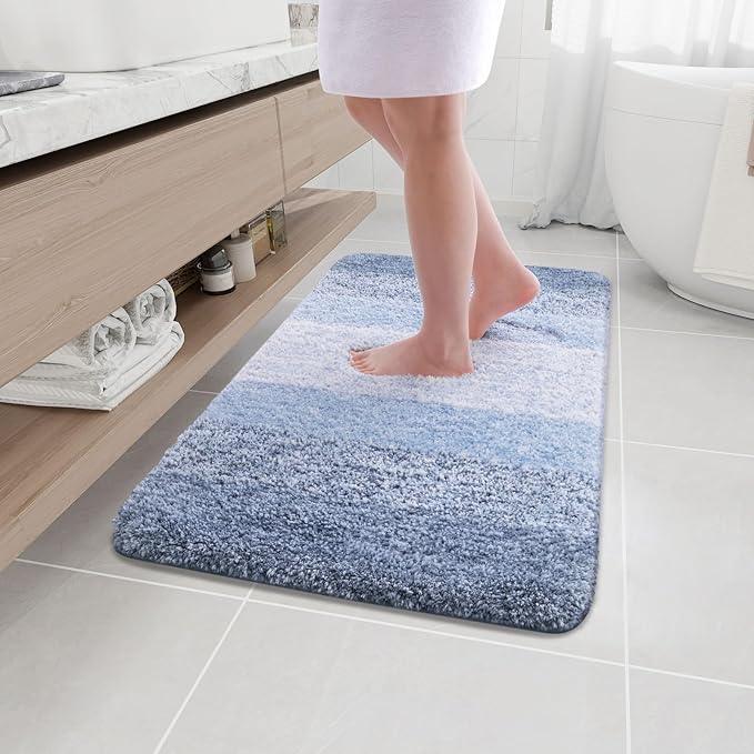 Arotive Microfiber Bathroom Rugs, Shaggy Soft and Absorbent Bath Rug, Non-Slip, Thick Plush Machine Washable Dry Bath Mats for Bathroom, Tub and Shower, 36x24, Light Blue, Rectangular - ModernBath