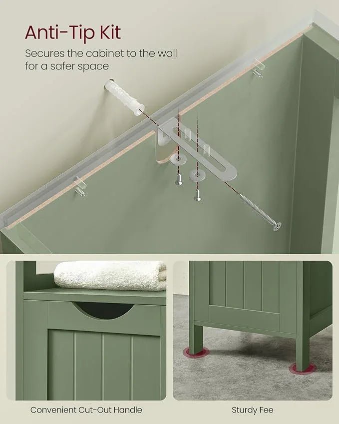 VASAGLE Storage Cabinet, Storage Organizer Rack Stand for Bathroom, Living Room, Bedroom, Multifunctional Corner Unit, 2 Drawers, 35 Inches in Height, Forest Green UBBC042C01 - ModernBath