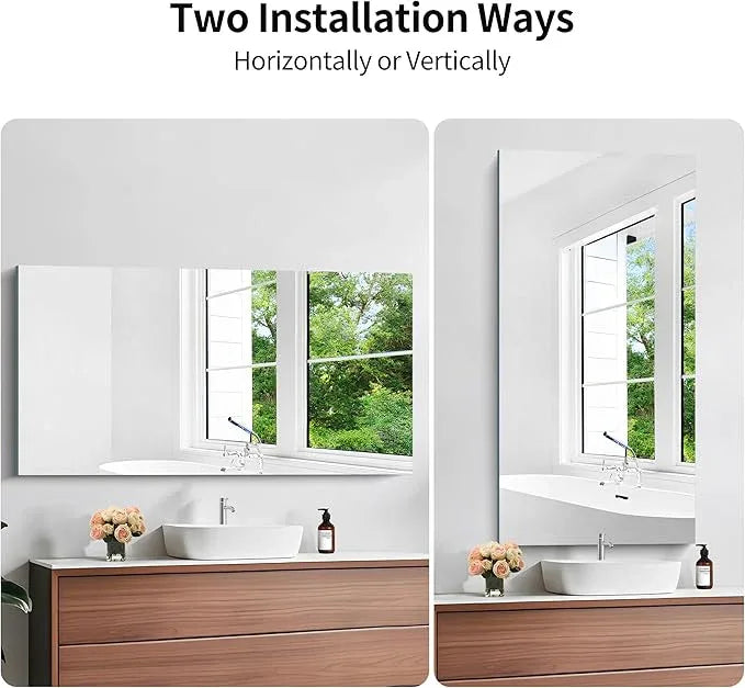 KOCUUY Frameless Mirror, 24x48 Inch Rectangle Bathroom Vanity Mirror for Over Sink, Upgraded Shatterproof Unframed Design for Bedroom, Living Room, Entryway - ModernBath