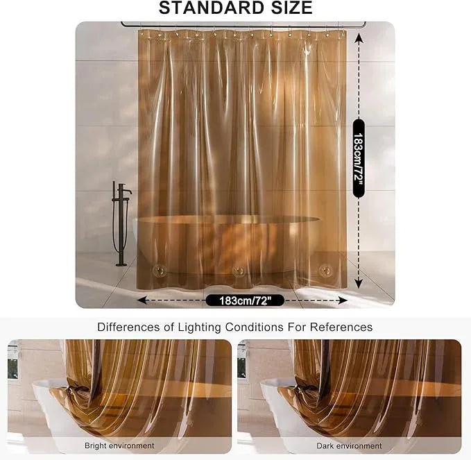 AmazerBath Shower Curtain Liner, 100% EVA Soft Clear Amber Heavy Duty Shower Curtain and Liner 2-in-1, 72x72 Luxury Plastic Weighted Bathroom Shower Liner, 12 Rustproof Grommets & 3 Heavyweight Stones - ModernBath