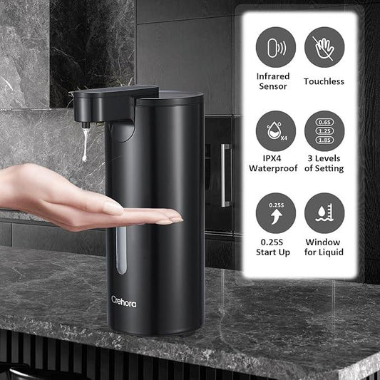 Automatic Soap Dispenser, Automatic Soap Dispenser Touchless, Kitchen & Bathroom, 3 Adjustable Volume for Liquid Soap, Water-Resistant, Hotel, Restaurant and School, Clog-Free, Black - ModernBath