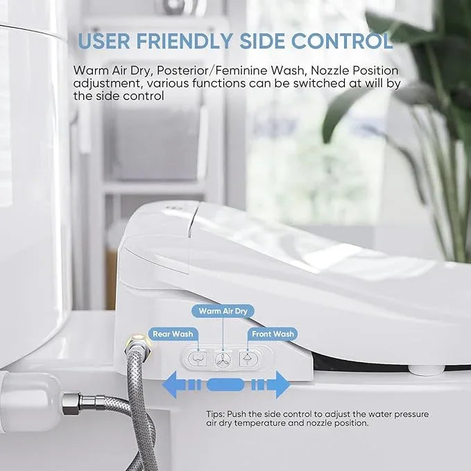 LEIVI Electric Bidet Toilet Seat with Wireless Remote and Side Panel, Multiple Spray Modes, Adjustable Heated Seat, Warm Water and Air Dryer, Auto LED Nightlight, Round - ModernBath