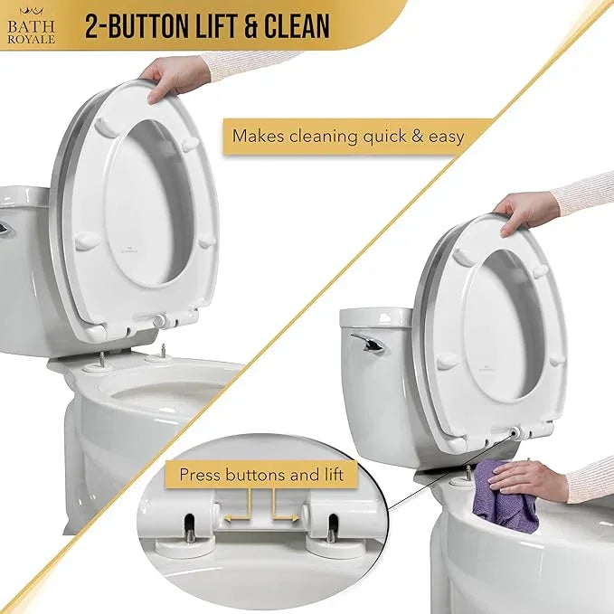 Bath Royale Heavy Duty & Soft Close Toilet Seat Elongated BR237-00 Scratch Resistant, Fits All Toilet Brands, MasterSuite Series - ModernBath