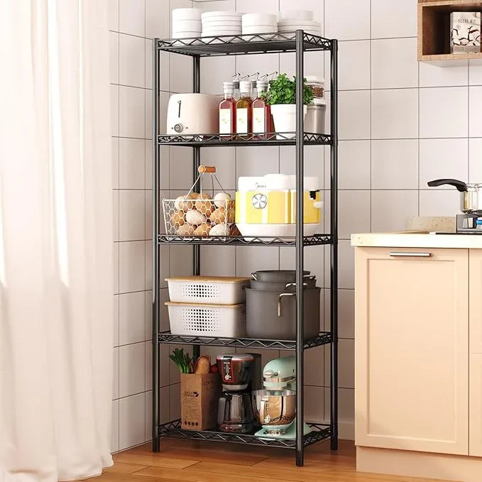 HOMEFORT 5-Tier Wire Shelving 5 Shelves Unit Metal Storage Rack Durable Organizer Perfect for Pantry Closet Kitchen Laundry Organization in Black - ModernBath