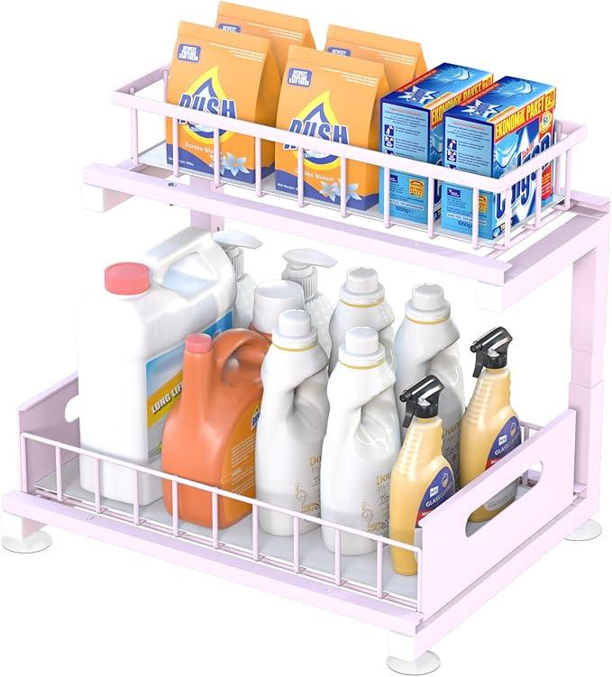 Under Sink Organizer Storage 2-Tier Premium Metal Pull-Out Racks, Height Adjustable, Heavy Dut and Easy Installation for Kitchen & Bathroom Organizers 1 Pack - ModernBath