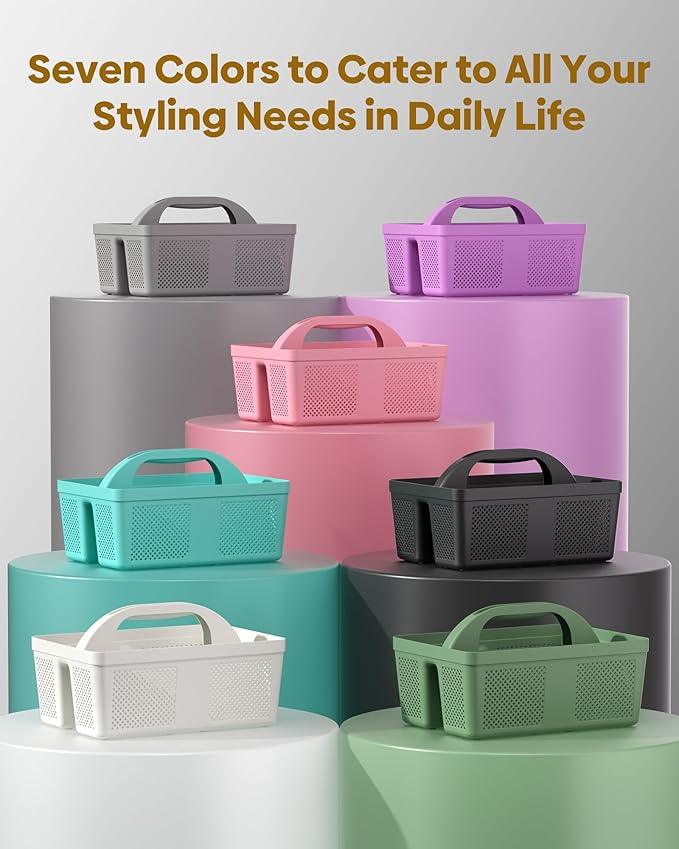 MLIKLU 4 Pack Portable Shower Caddy, Integrated Handle, Reinforced Plastic, Quick-Dry Ventilation Holes, Multi-purpose Storage Basket for Home, Dorm and Bathroom, Kitchen, Under Sink Storage, Grey - ModernBath