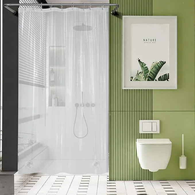 AmazerBath 54x72 Shower Curtain Stall, Plastic Small Shower Curtain Clear, Heavy Duty Thick PEVA, Stand Up Shower Stall Size with 2 Weighted Stones and 9 Grommets - ModernBath