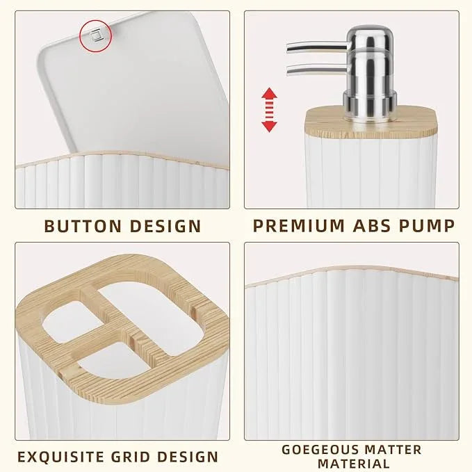 XLHOMO Bathroom Set - 25PC White Bathroom Set with Shower Curtain and Rugs, Bathroom Accessories Set, White Shower Curtain Set with Bathroom Trash Can - ModernBath