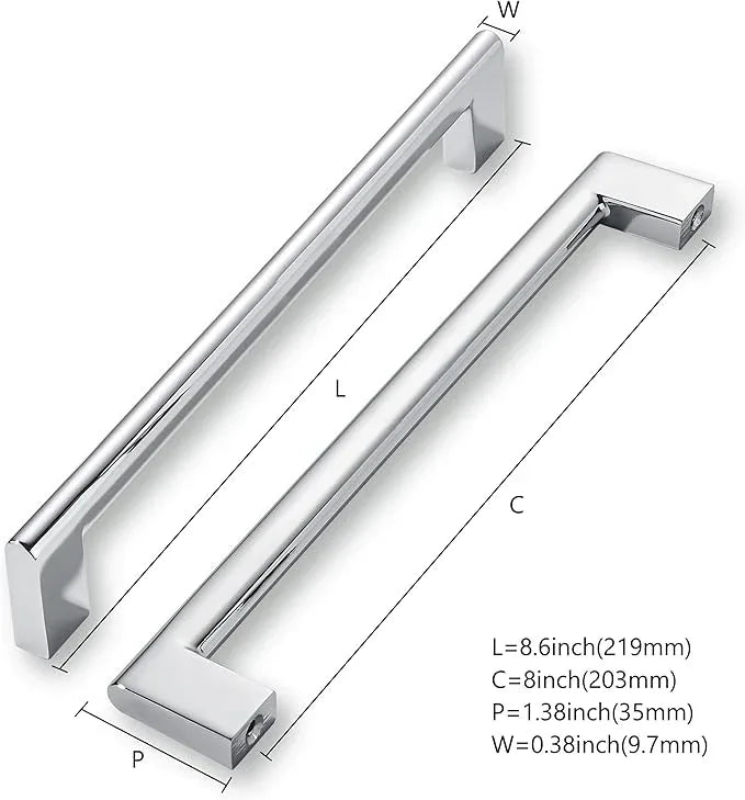 khtumeware 8 Inch Hole Center 6 Pack Polished Chrome Cabinet Pulls Heavy Duty Solid Kitchen Drawer Handle, Hardware for Bathroom, Drawer, Cabinet, Door Cabinet - ModernBath