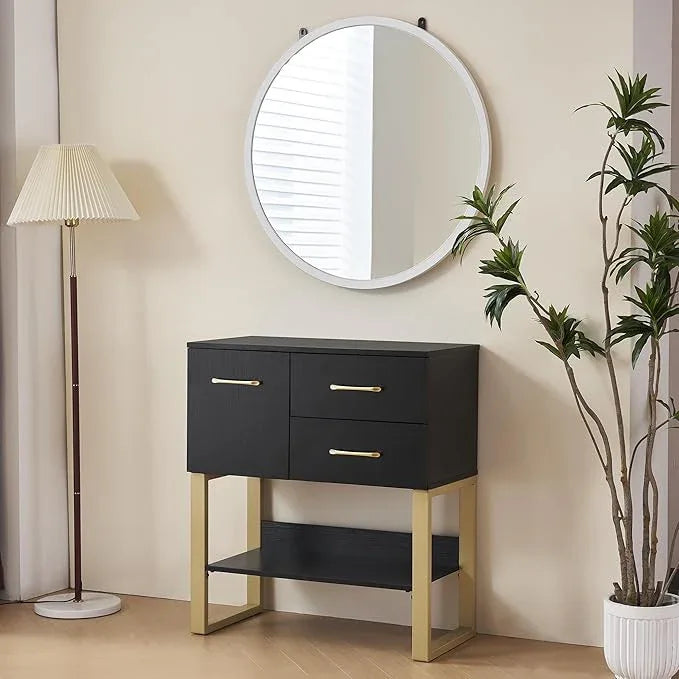 BarberPub Beauty Barber Station, Spa Wall Mount Storage Cabinet, Styling Salon Equipment for Hair Stylist, Bathroom Dresser with Drawers & Shelf 3185 (Black) - ModernBath