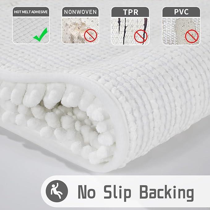 Yimobra Bathroom Rugs Non Slip Washable - Ultra Soft Absorbent Chenille Bath Mat, Quick Dry Shaggy Floor Carpet for Tub Shower, White Home Decor Accessories, 24x17 Inch - ModernBath