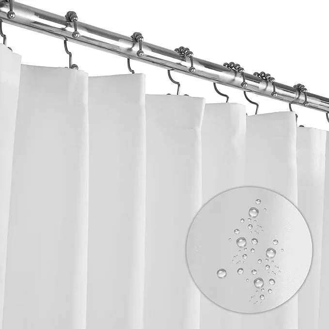LiBa Fabric Bathroom Shower Curtain, 72" W x 72" H White Heavy Duty Waterproof Shower Curtain Liner - ModernBath