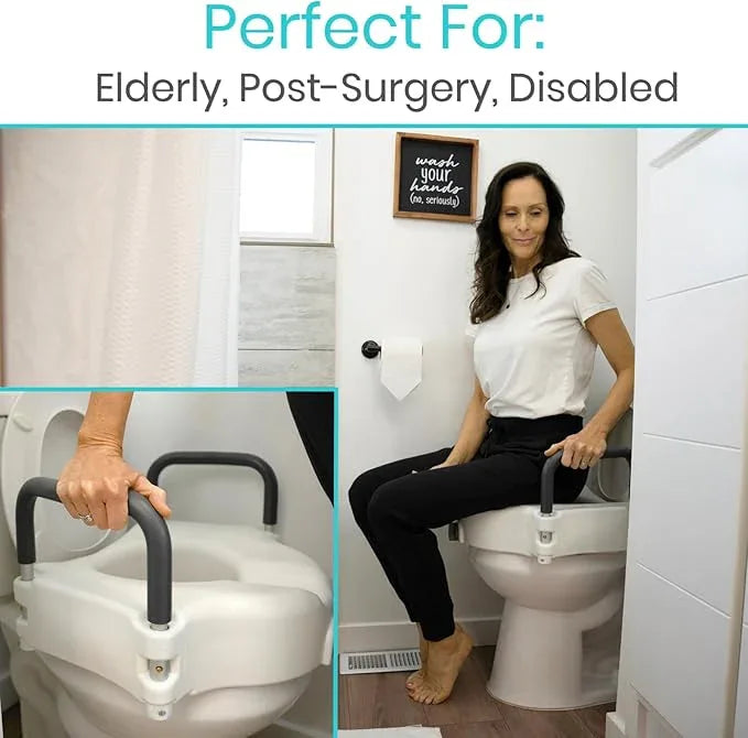 Vive Raised Toilet Seat - 5" Portable, Elevated Toilet Seat Riser & Extender - Elongated and Standard Fit Commode Lifter - Bathroom Safety Extender Assists Disabled, Elderly, Seniors, Handicapped - ModernBath