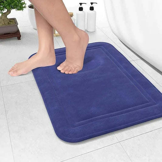 ITSOFT Memory Foam Bath Mat 24x16, Non Slip, Machine Washable, Quick Dry & Absorbent Rugs, Bath Mats for Bathroom Floor, Tub & Shower, Bathroom Rug, Blue - ModernBath