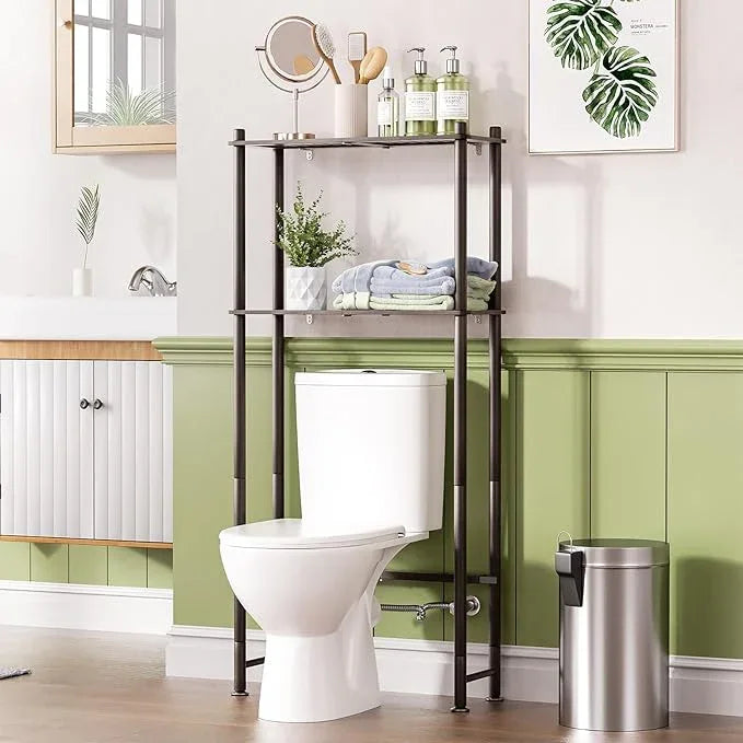 AmazerBath Bamboo Over The Toilet Storage Shelf, 2-Tier Over Toilet Bathroom Organizer Rack, Bathroom Shelves Over Toilet Space Saver, Espresso - ModernBath