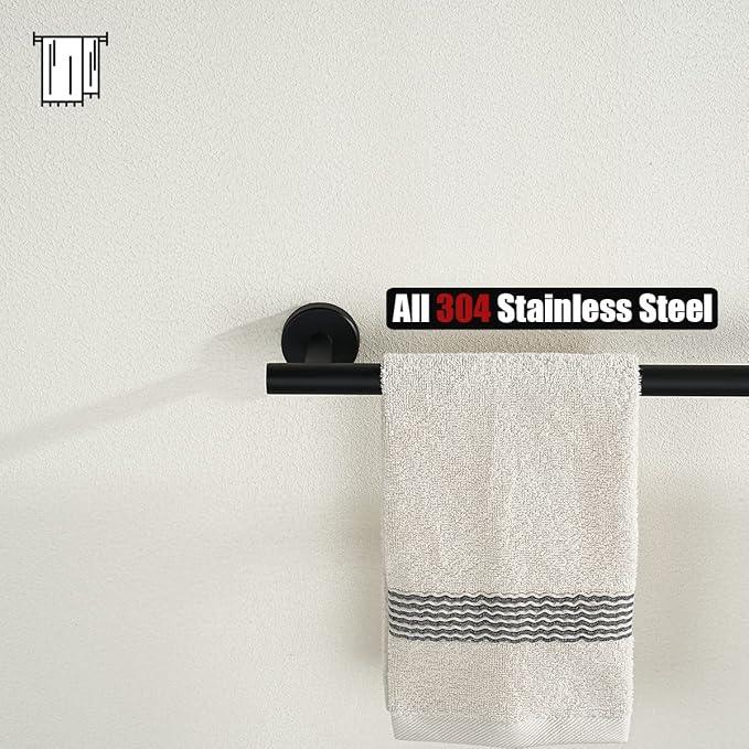 JQK Black Towel Bar, 20.5 Inch 304 Stainless Steel Thicken 0.8mm Towel Rack Bathroom, Towel Holder Matte Black Wall Mount, Useable Length 18 Inch, TB110L18-PB - ModernBath