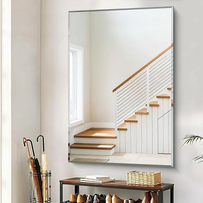 CILIBER 60x40 Large Beveled Mirror, Frameless Beveled Bathroom Mirrors for Over Sink, Upgraded Shatterproof Beveled Frameless Vanity Mirror for Bathroom,Bedroom,Living Room and Entryway - ModernBath