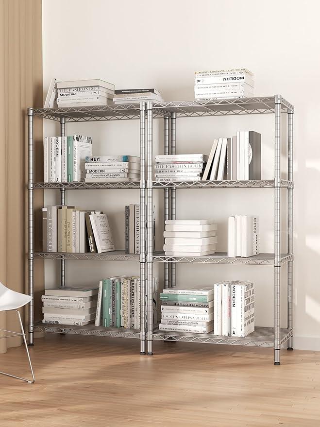 SINGAYE 4 Shelves Adjustable Storage Shelf Wire Shelving Rack Bathroom Standing Units Laundry Room Organization for Kitchen Office Bathroom Organizers Metal Pantry 14" D x 24" W x 48" H Gray - ModernBath
