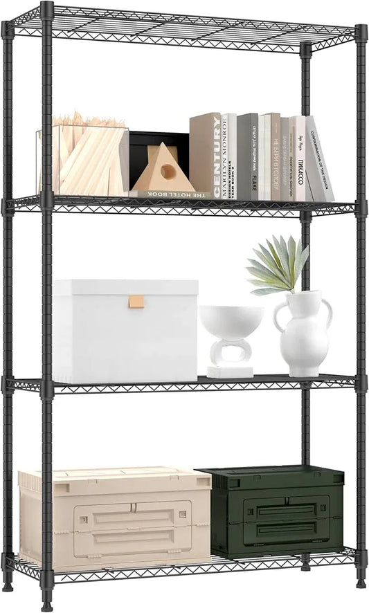 1000 lbs 4 Tier Shelf Metal Storage Shelves Shelving Wire Rack Heavy Duty Closet Organizers for Garage Kitchen Bathroom Laundry Black 13.8" D x 35.4" W x 59.5" H - ModernBath