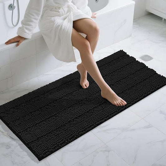 Yimobra Bathroom Runner Rugs 60"x24", Non Slip and Absorbent Bath Mat, Super Soft Water Absorbent Hallway Carpet, Machine Washable Rug for Vanity Tub Shower, Black - ModernBath