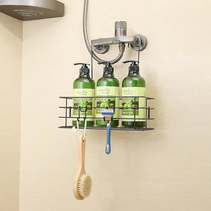 Seltomer Shower Caddy Hanging Shower Orangizer Stainless Steel Shower Rack with Hooks Over The Door, Shampoo Basket Storage (Black) - ModernBath