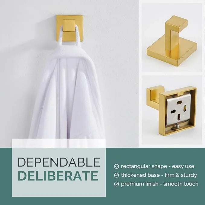 Angle Simple Towel Hook, SUS 304 Stainless Steel Hand Towel Holder for Bathroom, Wall Coat Hook, Brushed Gold - ModernBath