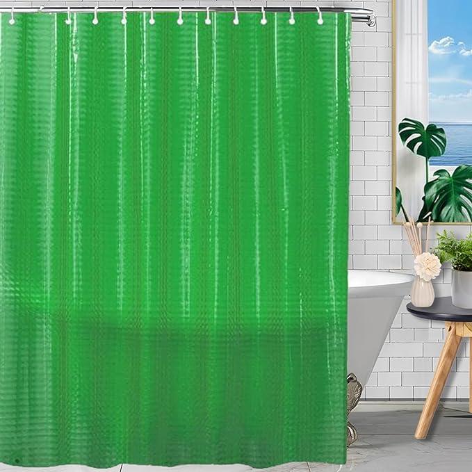 EVA Green Shower Curtain 3D Water Cube Clear Liner for Girly Bathroom with 12 Rust Proof Metal Grommets, 71x71 Inches - ModernBath