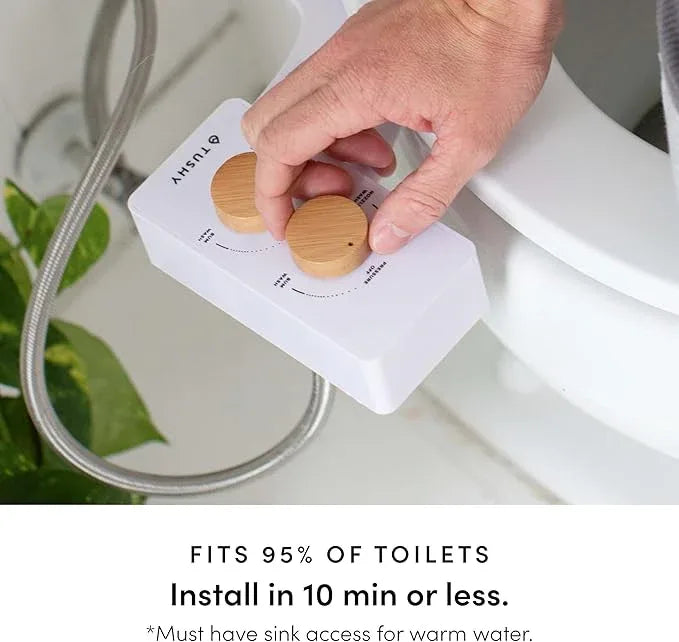 TUSHY 3.0 Spa Cool to Warm Water Bidet Attachment. Easy Universal Toilet Seat Install, Requires Sink Connection for Temperature Control. Fresh Self-Cleaning Clean Water, Noir/Gold - ModernBath