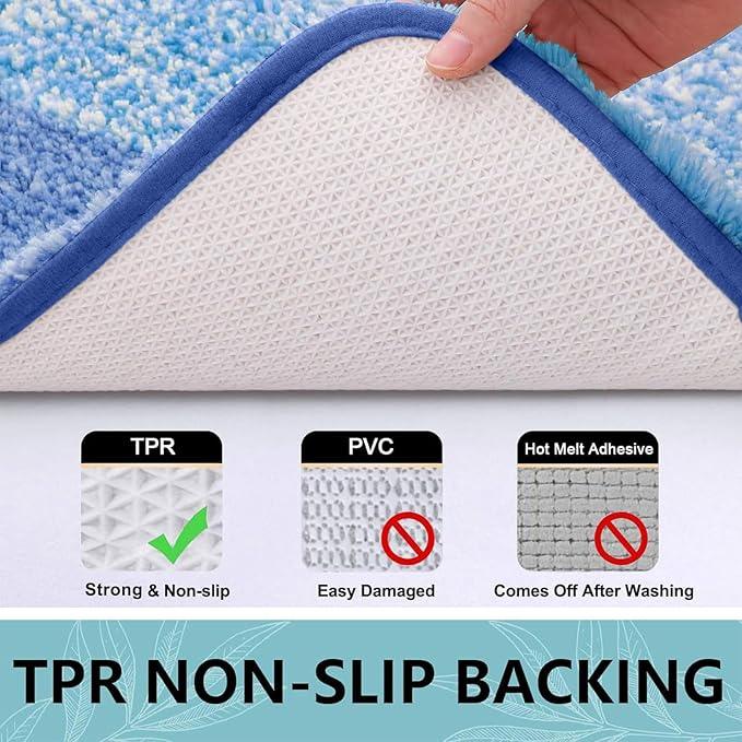 Arotive Microfiber Bathroom Rugs, Shaggy Soft and Absorbent Bath Rug, Non-Slip, Thick Plush Machine Washable Dry Bath Mats for Bathroom, Tub and Shower, 54x24, Light Royal Blue, Rectangular - ModernBath