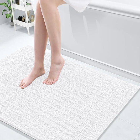 Arotive Luxury Chenille Bathroom Rug Mat, Extra Soft Thick Absorbent Shaggy Bath Rugs, Non-Slip Machine Wash Dry, Plush Bath Mats for Bathroom, Shower and Tub, 40x32, White - ModernBath