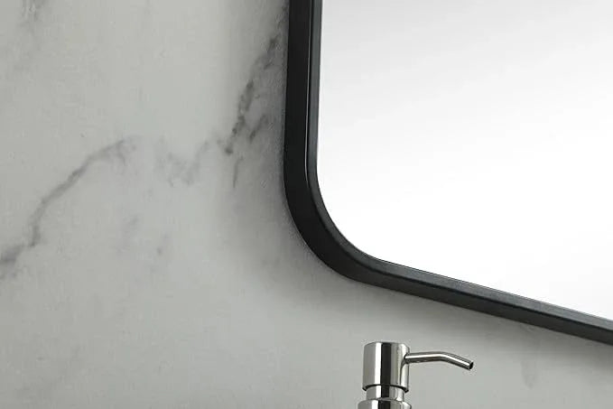 ARS Concepts Aura, Soft Corner Metal Square Mirror 24X24 Inch in, Modern, Black - ModernBath