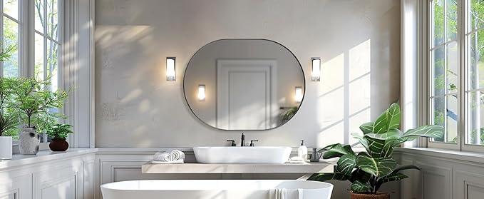 ANDY STAR Large Oval Black Bathroom Vanity Mirror, 30x40 Inch, Stainless Steel Metal Frame, Shatterproof Glass, Wall Mounted - ModernBath
