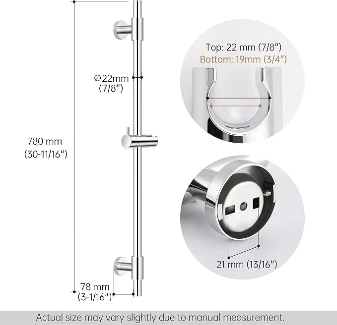 KES 30-Inch Shower Slide Bar with Adjustable Handheld Shower Head Holder, Reuse Existing Holes, Universal Fit, SUS304 Polished Stainless Steel Wall Mount for Bathroom, Drilling Required, F209S78-PS - ModernBath