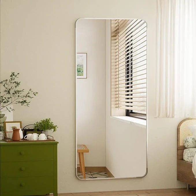 BEAUTYPEAK Silver Full Length Mirror, 71"x26" Rounded Corner Floor Mirror Standing Hanging or Leaning Against Wall, Suitable for Bedroom or Dressing Room - ModernBath