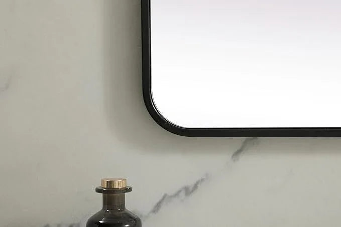 ARS Concepts Aura, Soft Corner Metal Rectangle Mirror 32X72 Inch in, Modern, Black - ModernBath