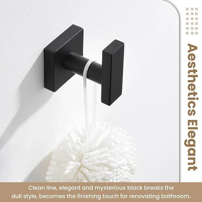 Suyar Bathroom Towel Hook, Stainless Steel Bath Robe Holder, Hand Towel Hanger Wall Mounted, Matte Black - ModernBath