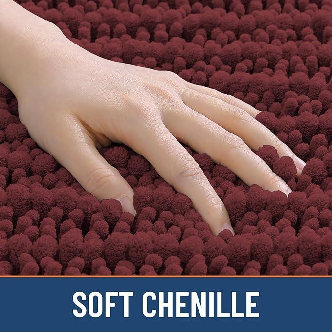 Smiry Bathroom Rugs Mat 36x24, Extra Soft Absorbent Chenille Bath Rugs, Non Slip Rubber Backing Machine Washable Quick Dry Bath Mats for Bathroom Floor, Tub, Shower, Home Accessories, Caramel Red - ModernBath