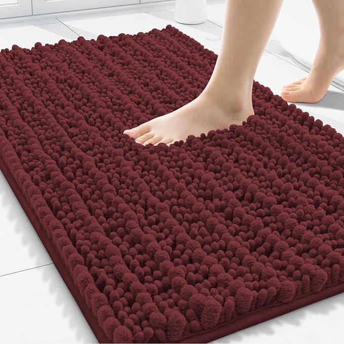 Smiry Bathroom Rugs Mat 30x20, Extra Soft Absorbent Chenille Bath Rugs, Non Slip Rubber Backing Machine Washable Quick Dry Bath Mats for Bathroom Floor, Tub, Shower, Home Accessories, Caramel Red - ModernBath