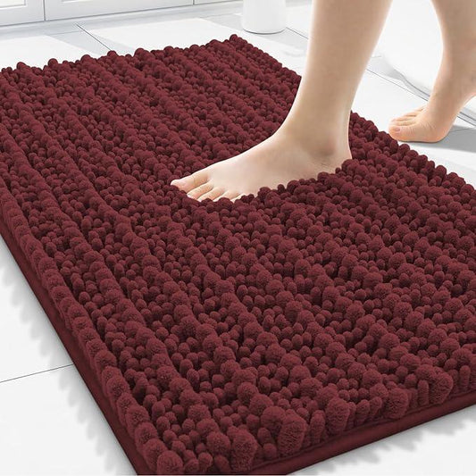 Smiry Bathroom Rugs Mat 30x20, Extra Soft Absorbent Chenille Bath Rugs, Non Slip Rubber Backing Machine Washable Quick Dry Bath Mats for Bathroom Floor, Tub, Shower, Home Accessories, Caramel Red - ModernBath