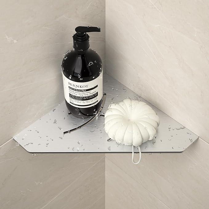 Corner Shower Shelf 10" Brushed 304 Stainless Steel Pentagonal Corner Shelves Recessed Bathroom Shower Shelf 2 Pack, No Drilling Needed - ModernBath
