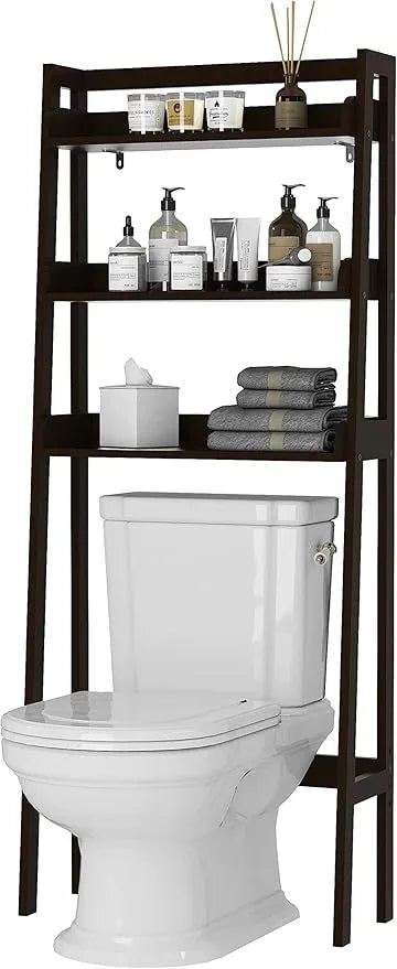 UTEX Over The Toilet Storage, 3-Tier Bathroom Shelves Over Toilet, Behind Toilet Bathroom Organizer (Espresso) - ModernBath