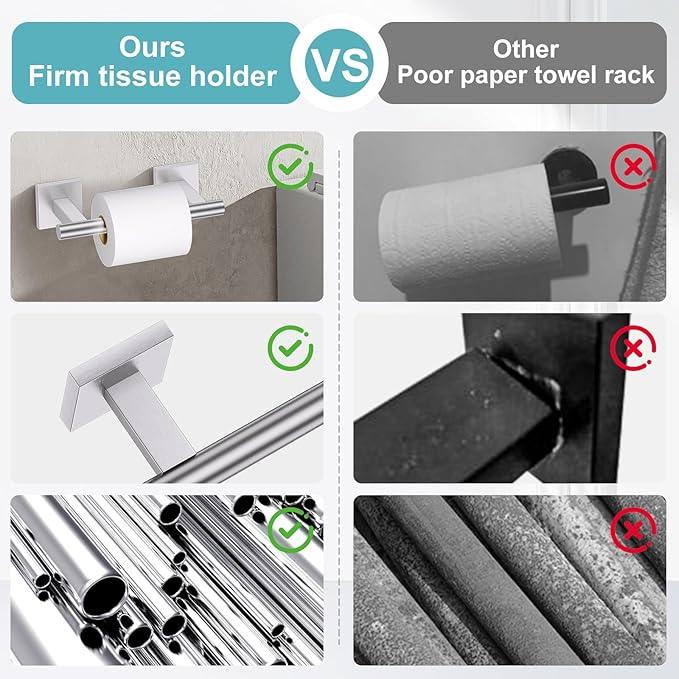 Brushed Nickel Bathroom Hardware Towel Bar Set, 5 Pieces Double Dase Toilet Paper Holder Towel Holder Set, 23.6 Inch Stainless Steel Towel Rack for Bathroom Wall Mount - ModernBath
