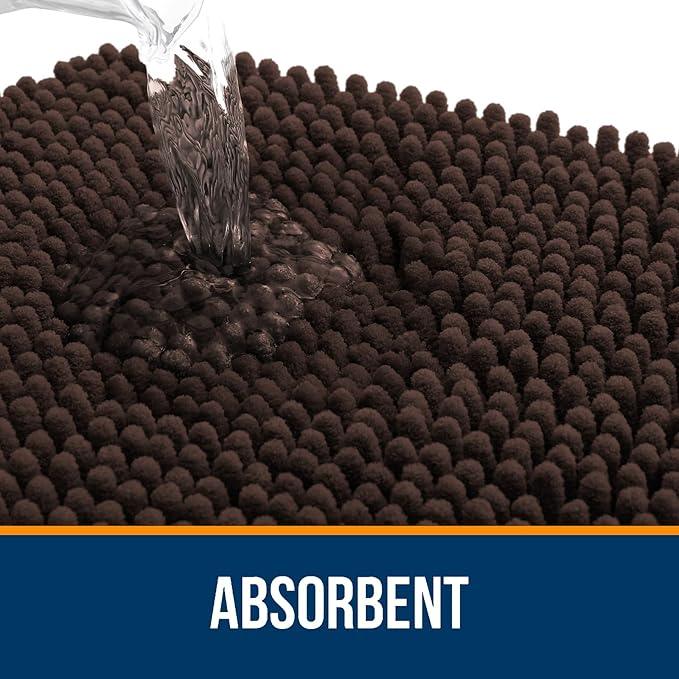 OLANLY Bathroom Rugs 24x16, Extra Soft Absorbent Chenille Bath Rugs, Rubber Backing Quick Dry, Machine Washable Bath Mats for Bathroom Floor, Tub and Shower, Home Decor Accessories, Brown - ModernBath