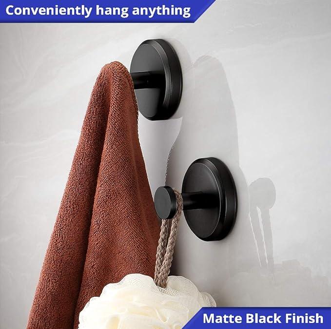 HOME SO Suction Cup Hooks for Shower, Bathroom, Kitchen, Glass Door, Mirror, Tile – Loofah, Towel, Coat, Bath Robe Hook Holder for Hanging up to 15 lbs – Waterproof & Rustproof, Matte Black (2-Pack) - ModernBath