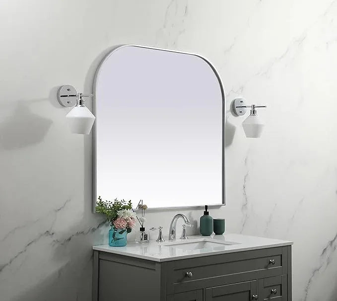 Illuminate, Metal Frame Arch Mirror 42X38 Inch in, Modern, Silver - ModernBath