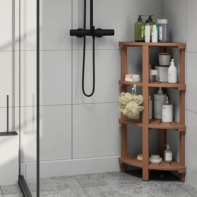 Shower Bench, Corner Shower Stool for Inside Shower and Shaving Legs, Waterproof HDPE Shower Chair Seat with Storage Shelf for Bathroom Non-Slip - ModernBath